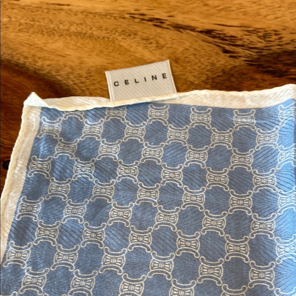 Celine Sky Blue and Cream Patterned Scarf